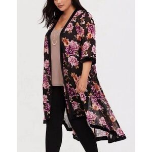 Torrid Sheer Floral Kimono Robe Cover-Up